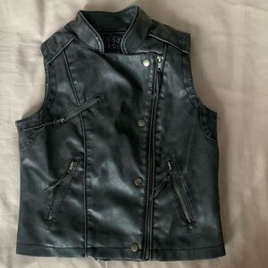 last kiss Black Faux Leather Moto Vest